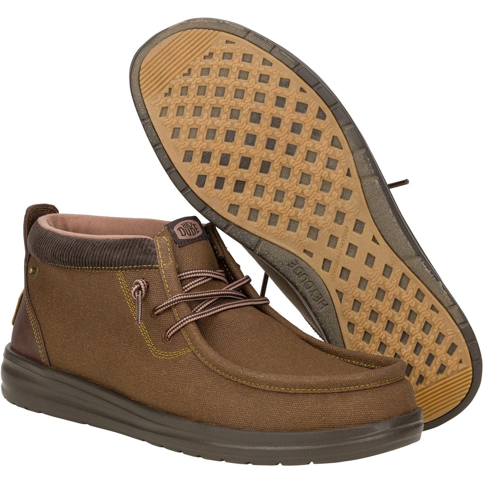 HEYDUDE Wally Mid GripR Bottes Pour Hommes En Tissu Marron Foncé