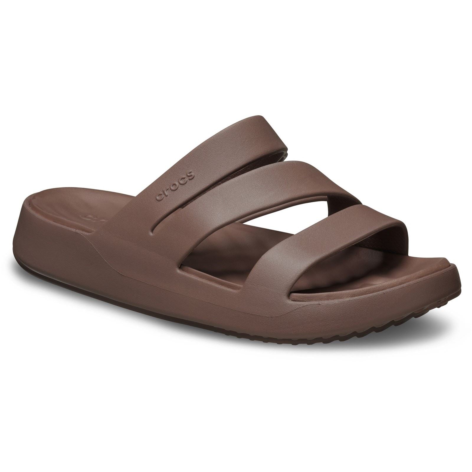 Crocs Getaway Strappy Sandales Pour Femmes En Thermoplastique Couleur Truffe.