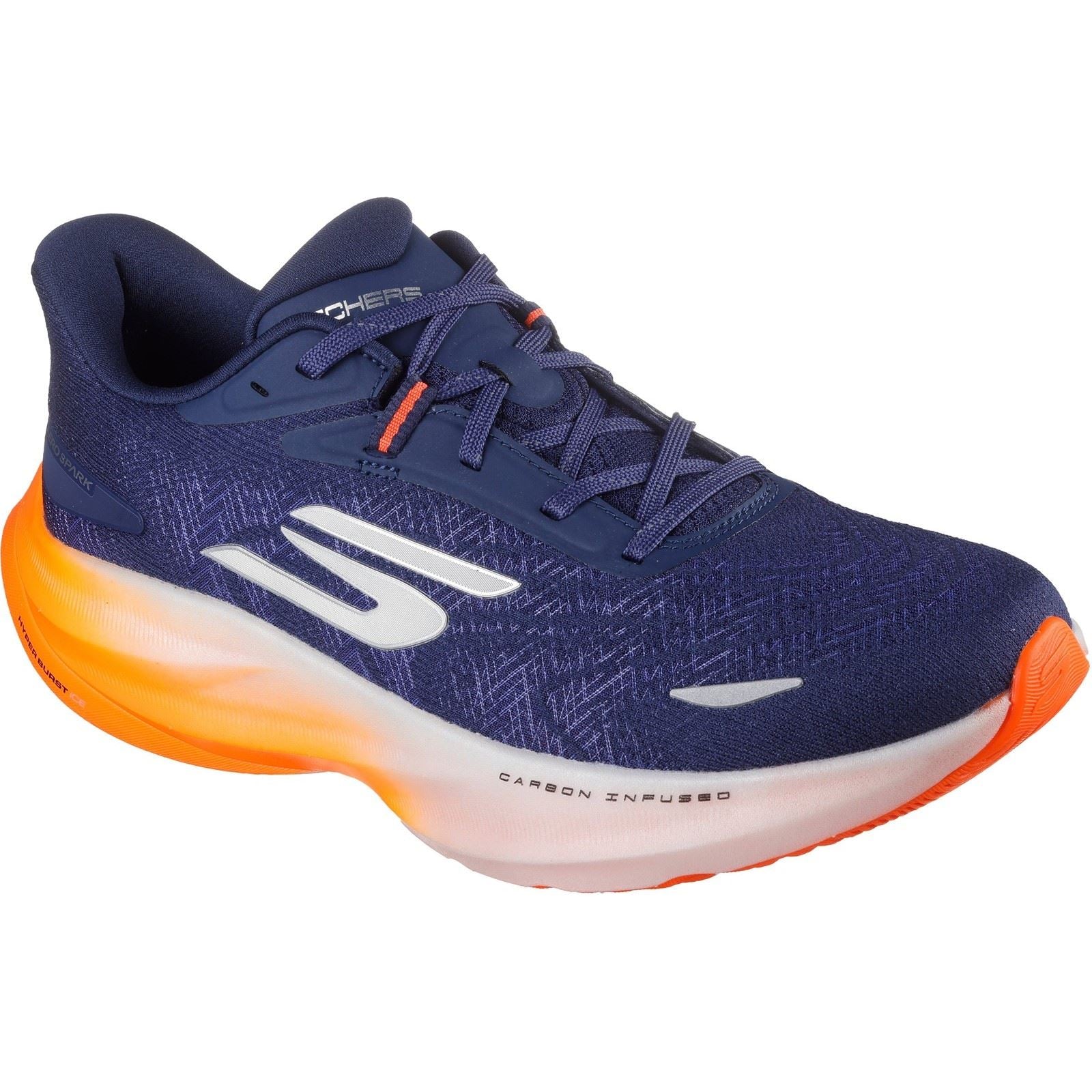Skechers Performance GO RUN Ride 12 Chaussures De Sport Pour Hommes En Toile Bleu Marine/Orange