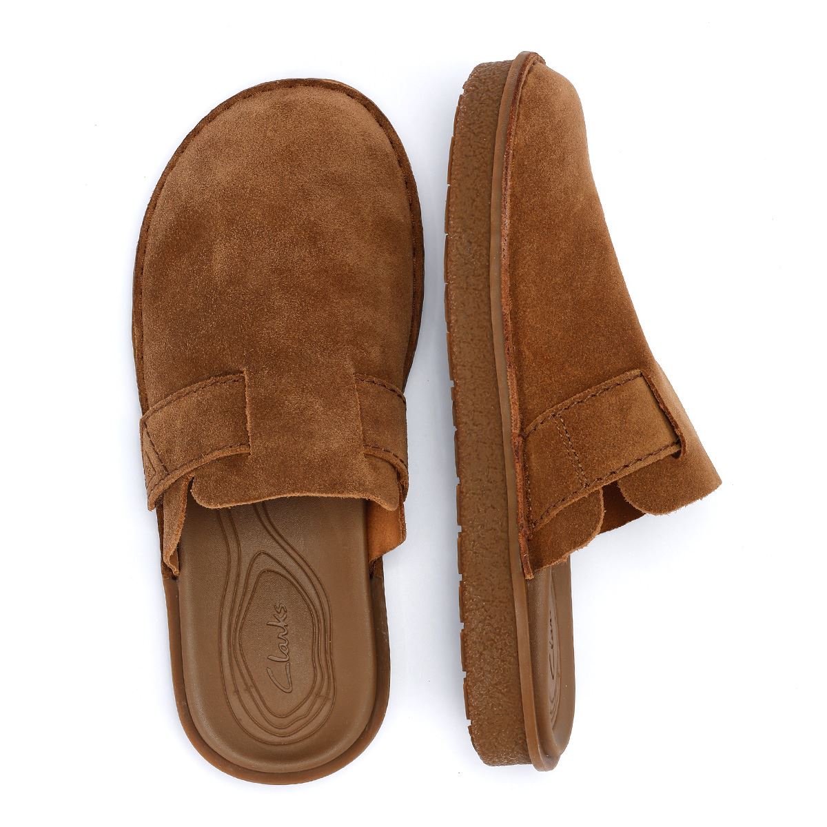 Clarks Main Litton Sabots En Daim Cola Pour Hommes