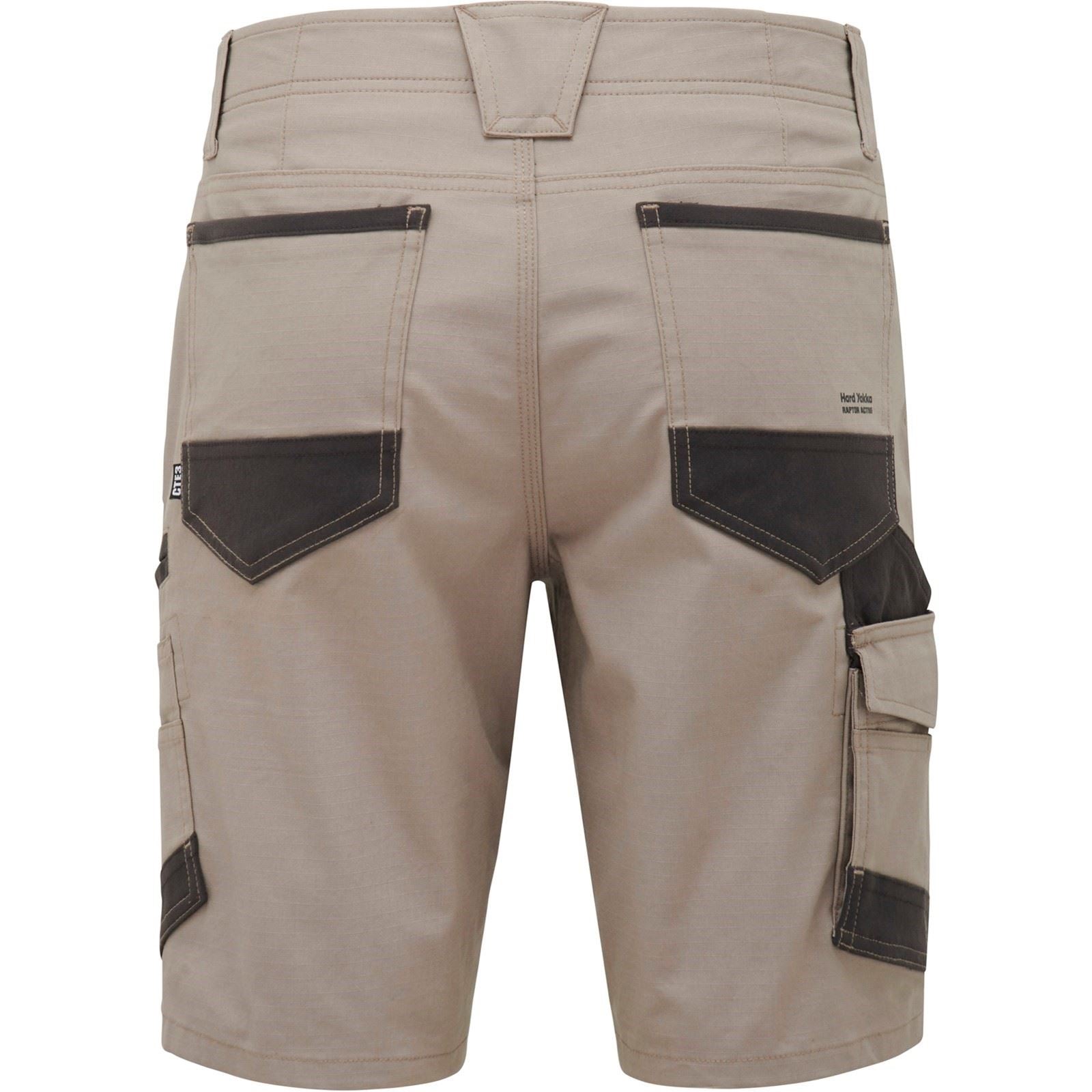 Hard Yakka Raptor Active Shorts En Coton Pour Hommes Couleur Beige Longueur Genoux