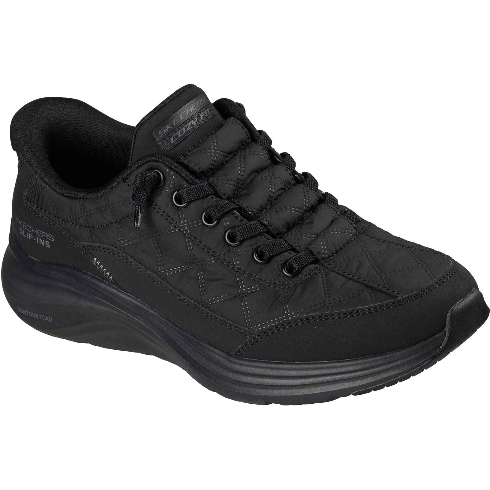 Skechers Contour Foam Cozy Fit Baskets Noires En Textile Pour Femmes