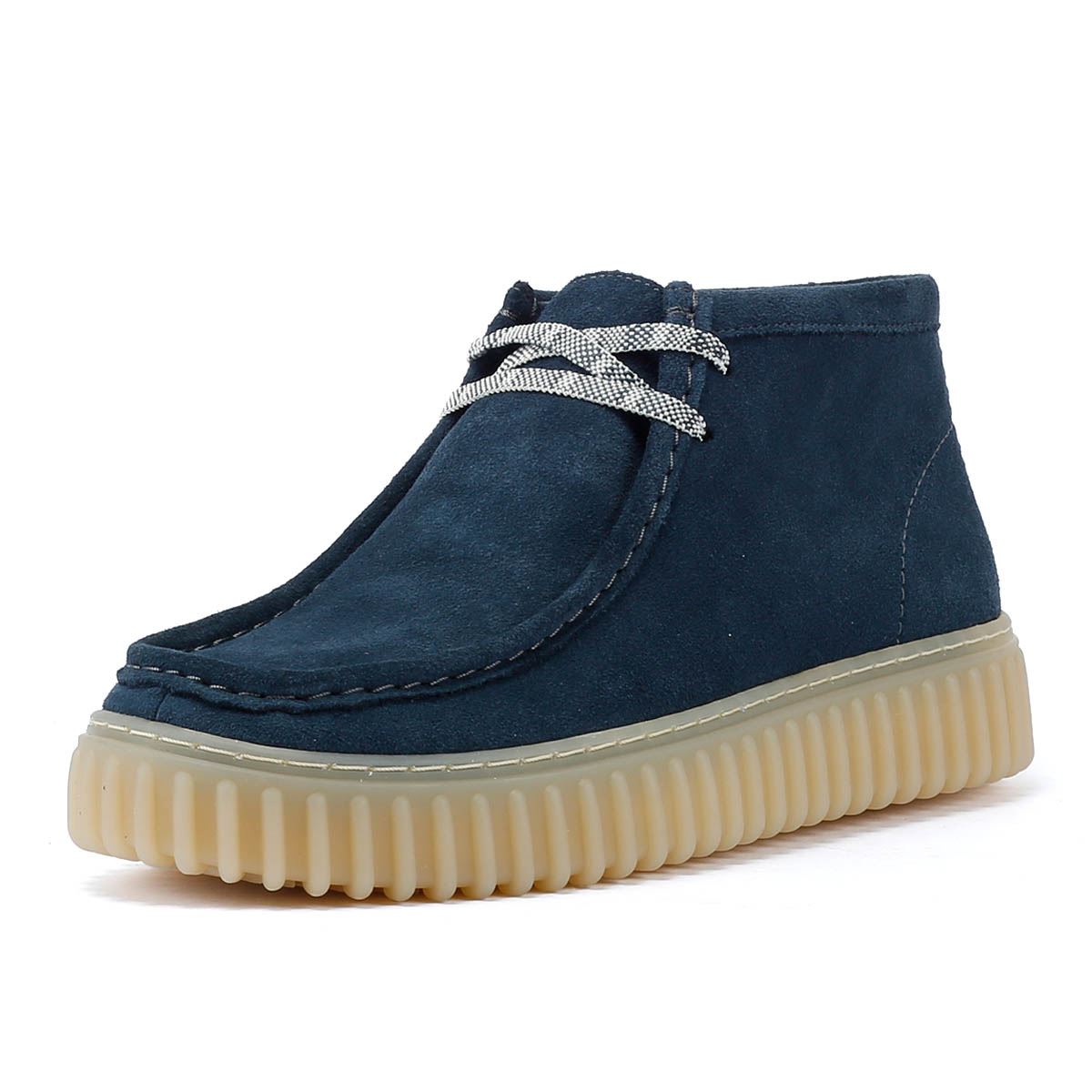 Clarks Main Torhill Hi Bottes Bleues En Daim Pour Hommes