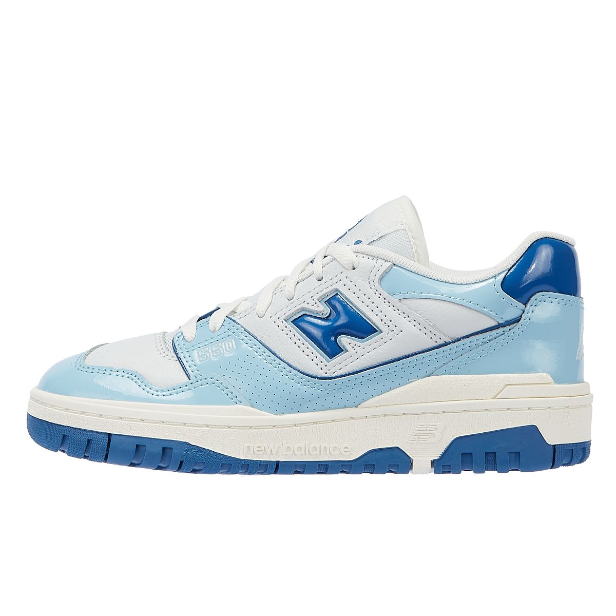 New Balance 550 Baskets Blanches/Bleues En Chrome Breveté