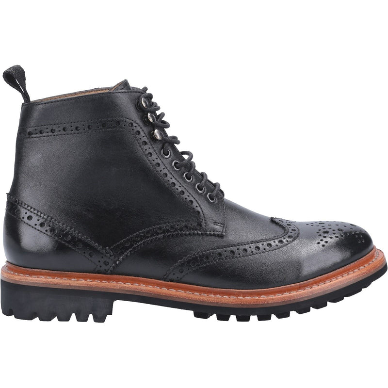 Cotswold Rissington Commando Bottes Noires En Cuir Pour Hommes
