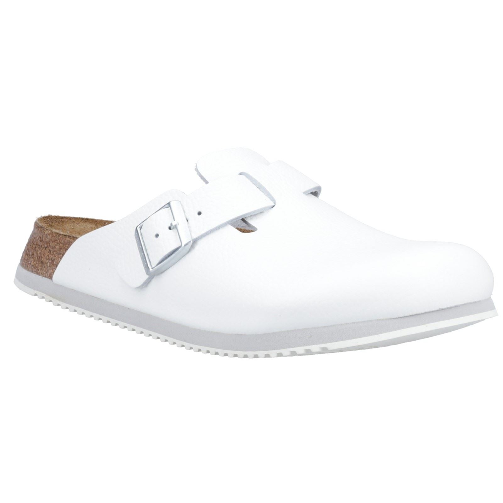 Birkenstock Boston Sabots Blancs En Cuir Pour Hommes