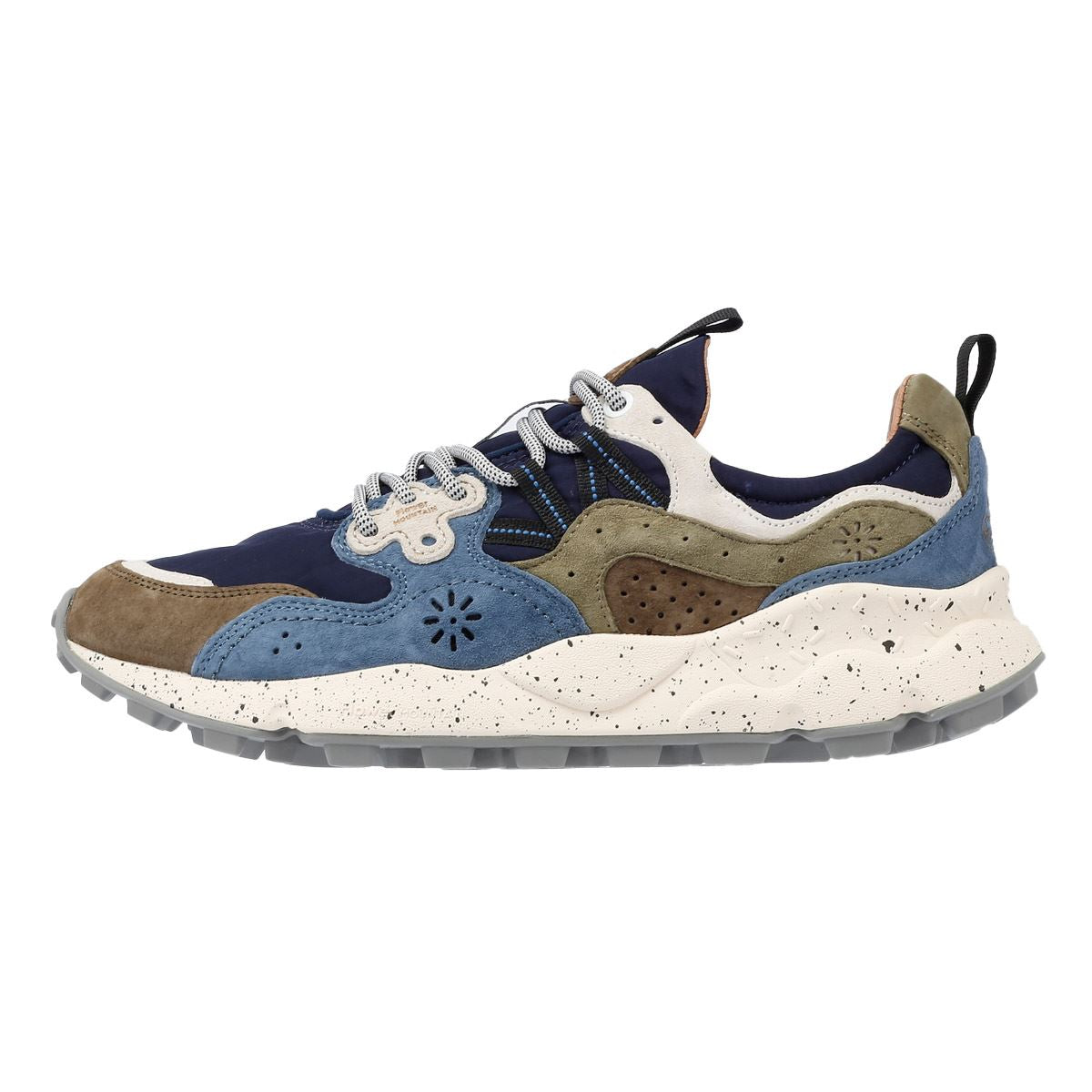 Flower Mountain Yamano 3 Baskets En Daim Pour Hommes, Marron Clair/Bleu Clair/Violet