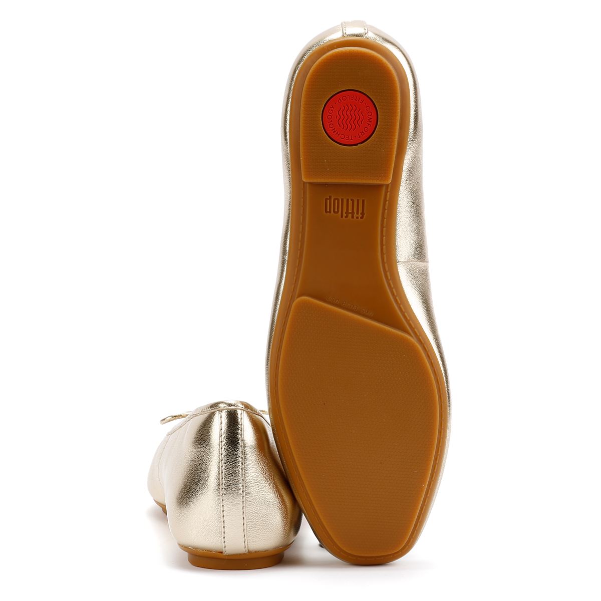 FitFlop Delicato Femmes Plates En Cuir Métallisé Doré
