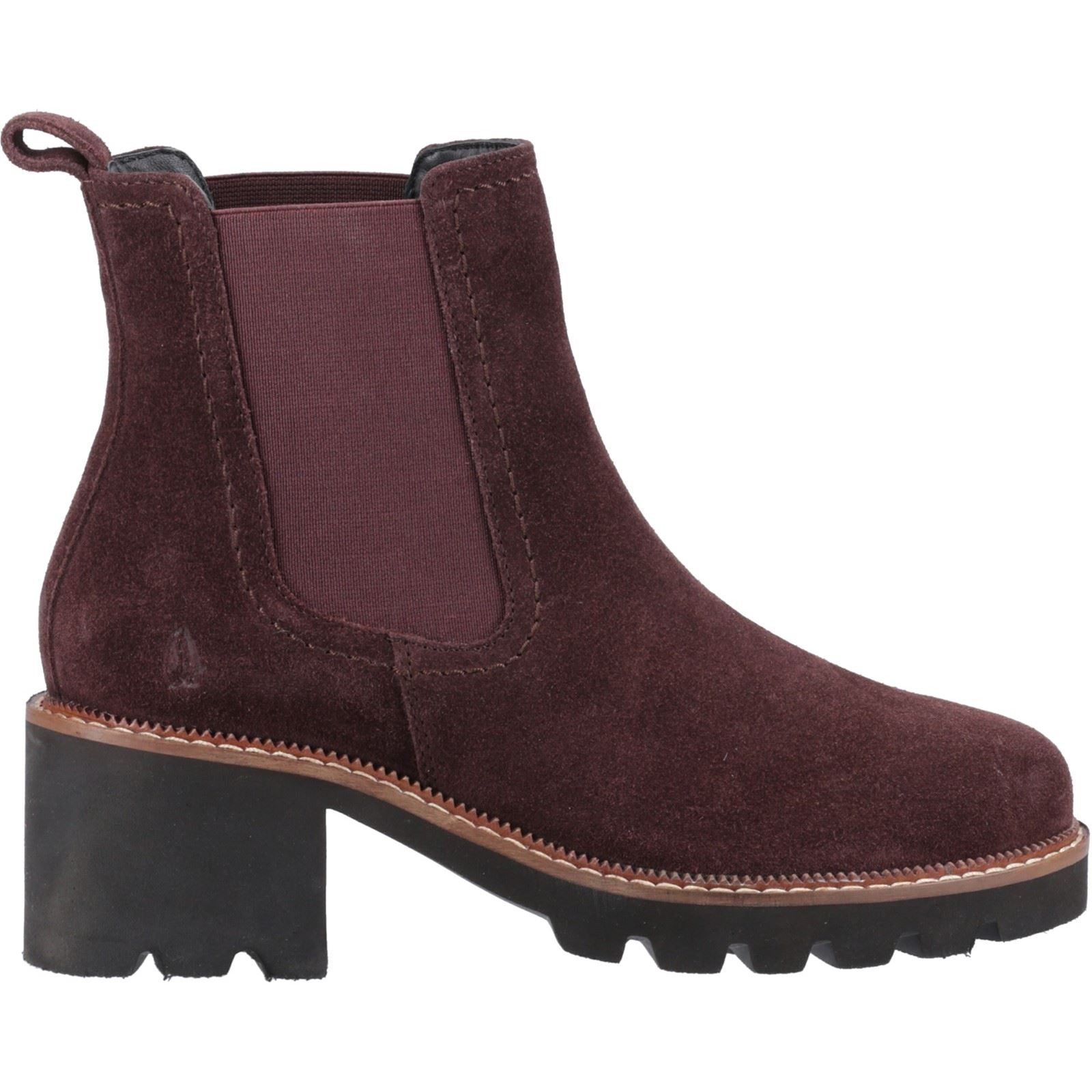 Hush Puppies Gaia Bottes Chelsea À Talons En Cuir Prune Pour Femme