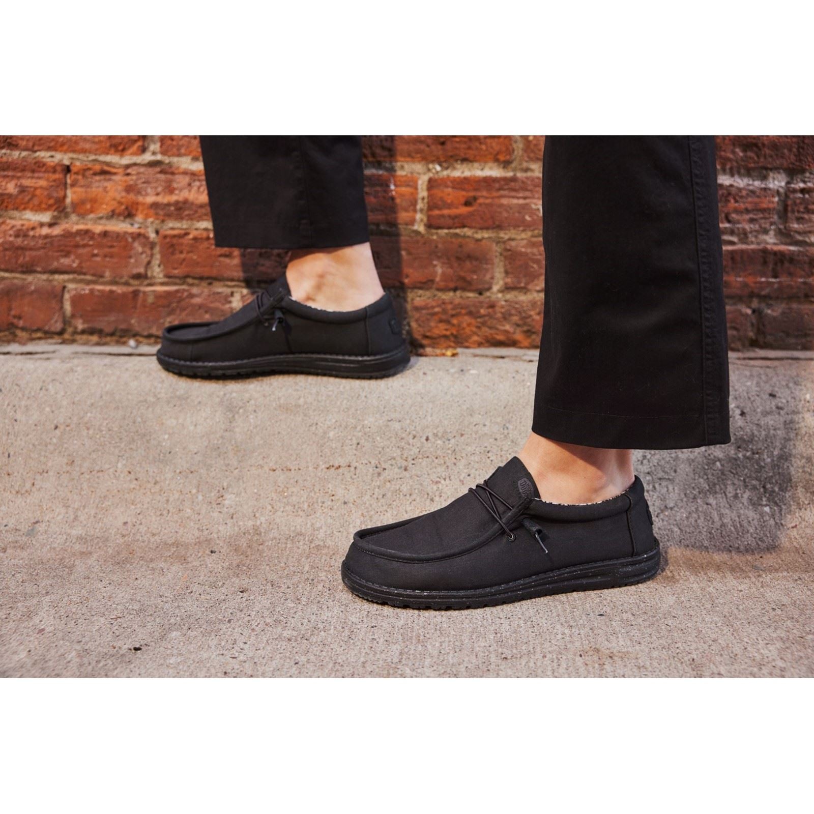HEYDUDE Wally Canvas Chaussures Bateau Noires Pour Hommes En 100% Coton