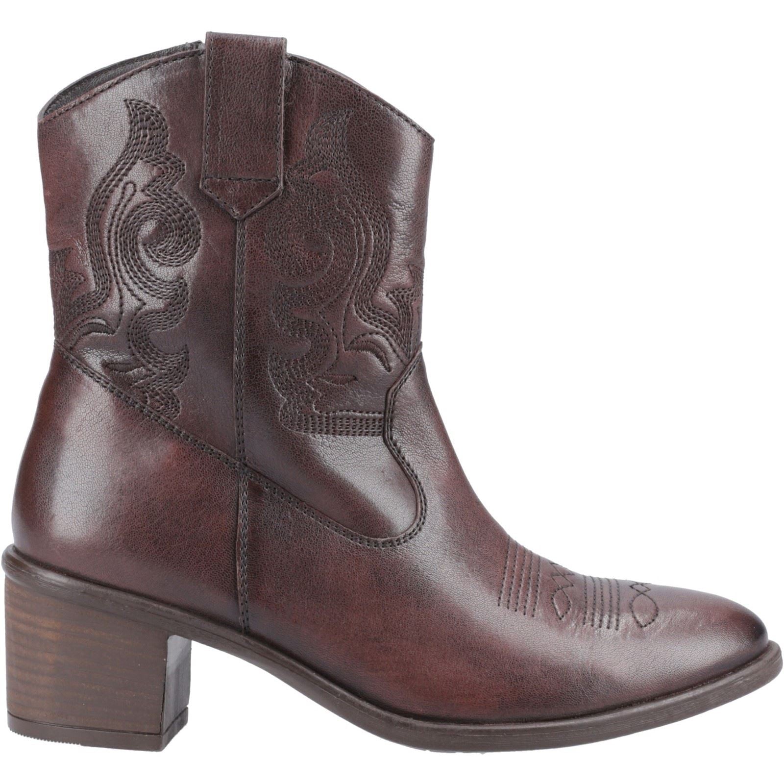 Hush Puppies Wynn Bottes À Talons En Cuir Pour Femmes Couleur Chocolat