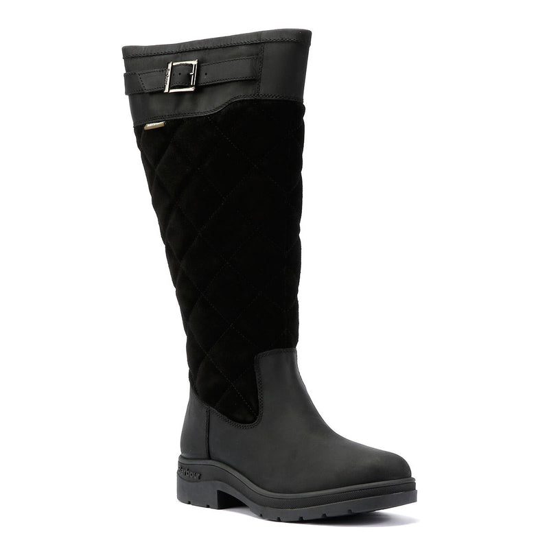 Barbour Oak Tall Bottes En Daim Noir Pour Femmes