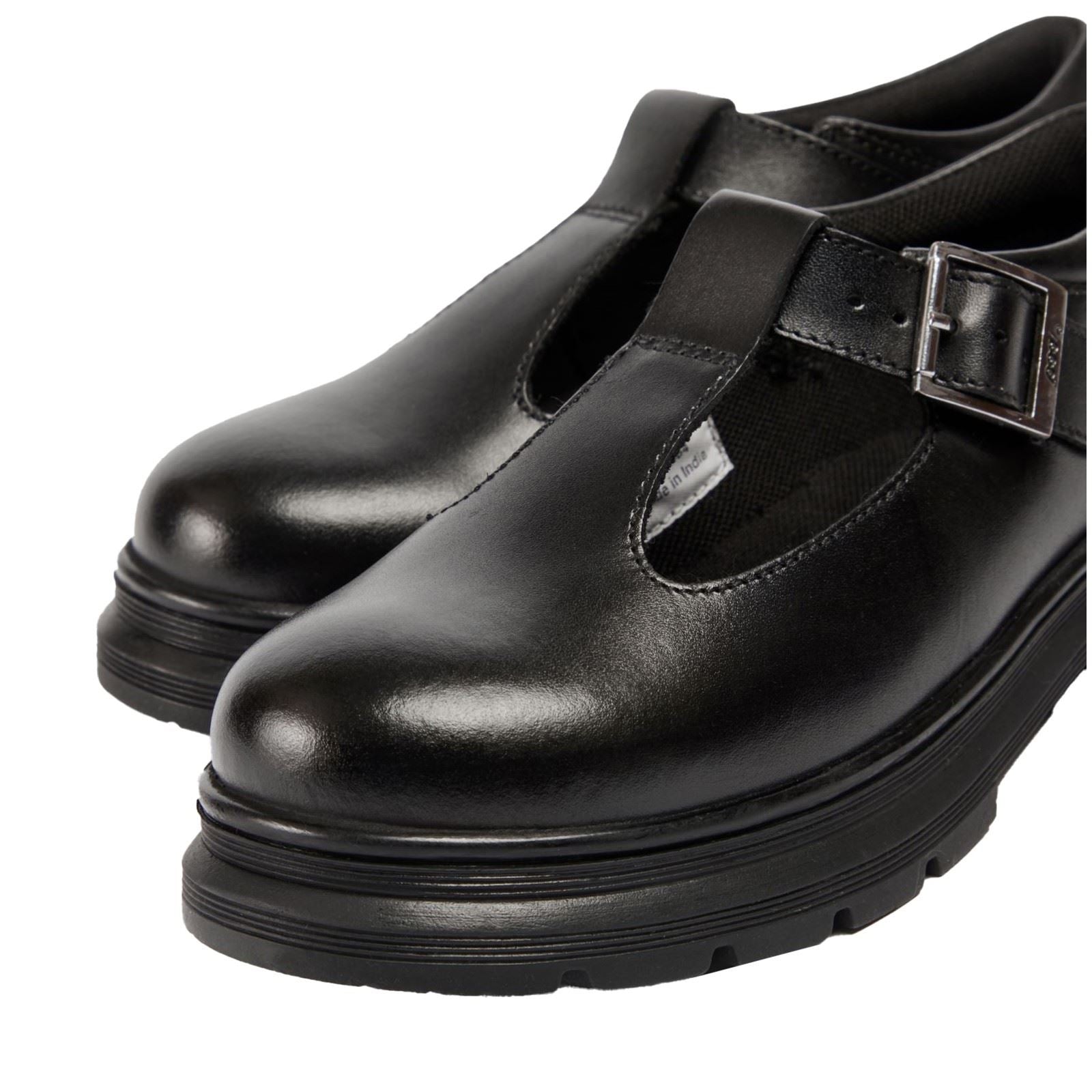 Pod Emilie Chaussures Plates Noires Pour Filles En Similicuir