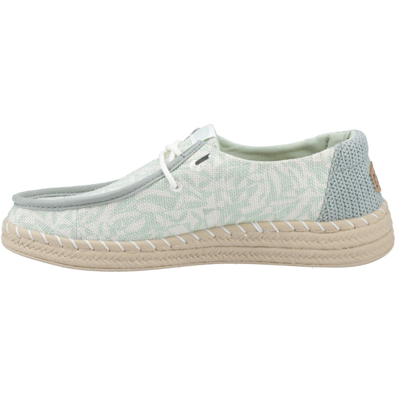 HEYDUDE Wendy Espadrille Retro Palm Espadrilles En Coton Mélangé Pour Femme En Vert Céladon/Blanc
