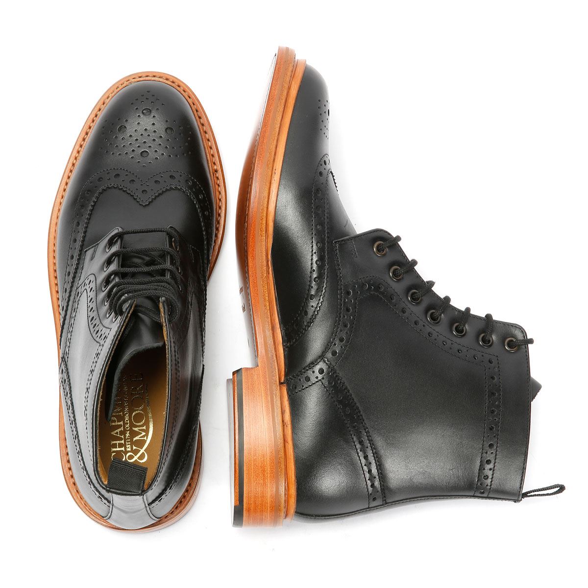 Chapman & Moore Walter Brogue Bottes En Cuir Pour Hommes Marron