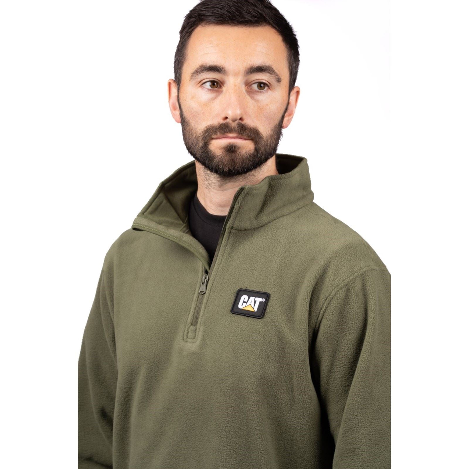 Caterpillar Cat Microfleece Quarter Zip Sweatshirt Green En Polyester Pour Homme