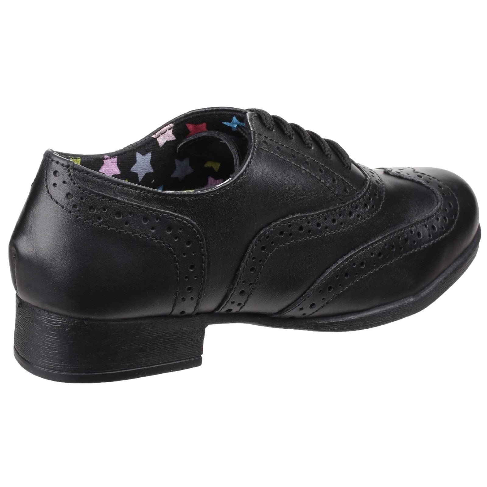 Hush Puppies Kada Senior Chaussures Noires Pour Filles En Cuir
