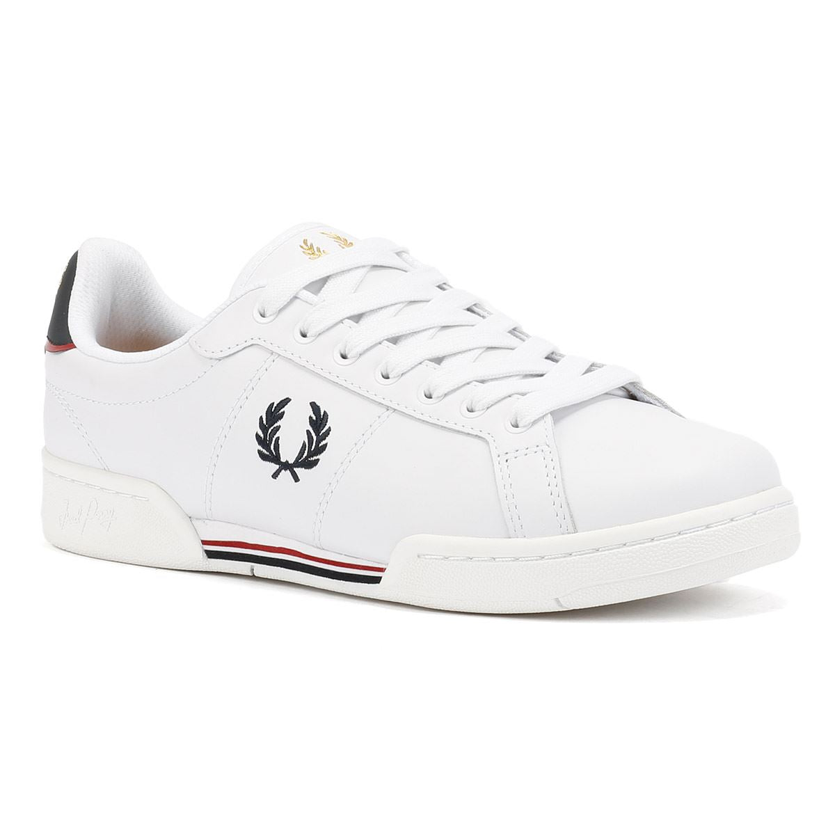 Fred Perry Split Cup Baskets Blanches En Cuir Pour Hommes