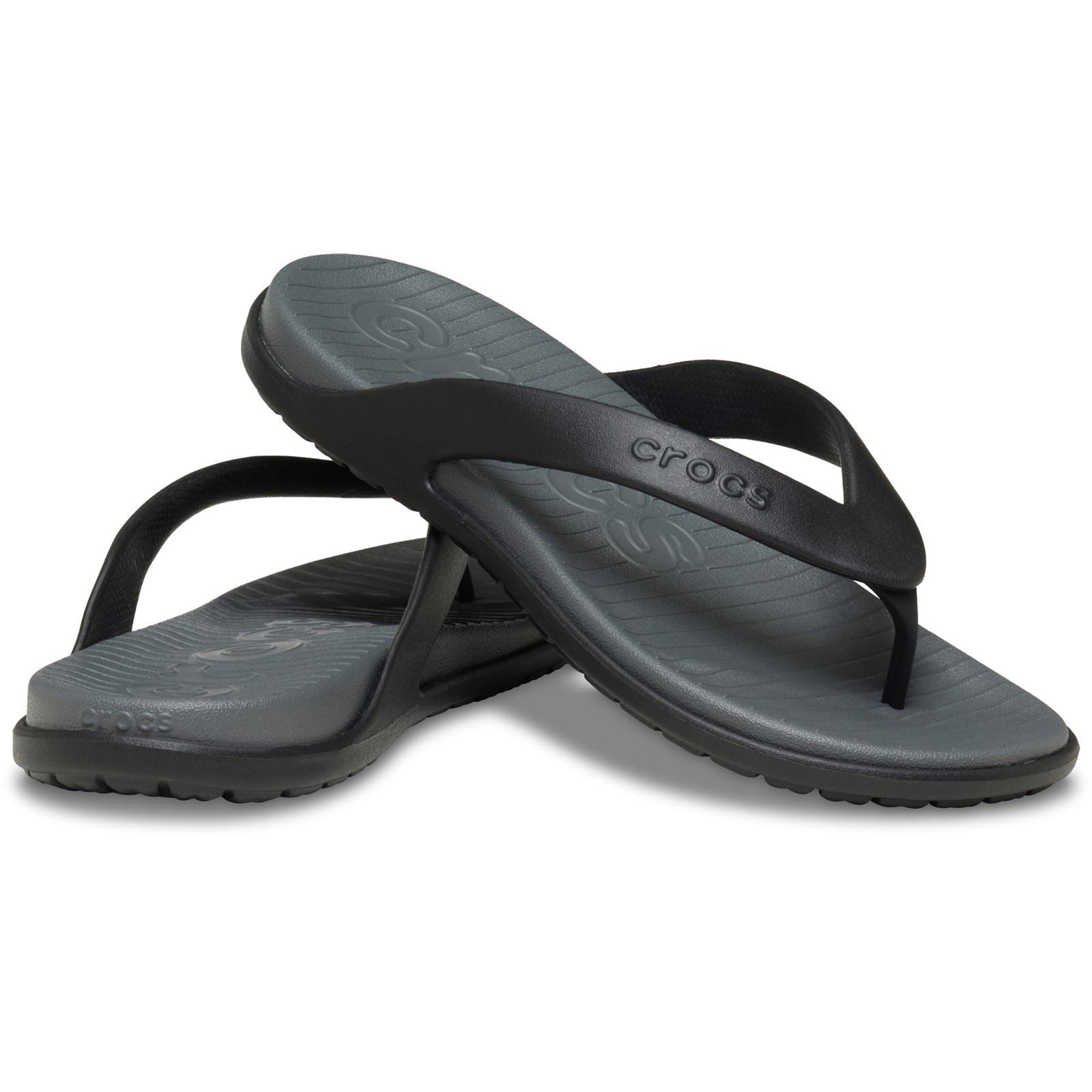 Crocs Coast Flip Tongs En Polyuréthane Pour Homme Noires/Grises Ardoise