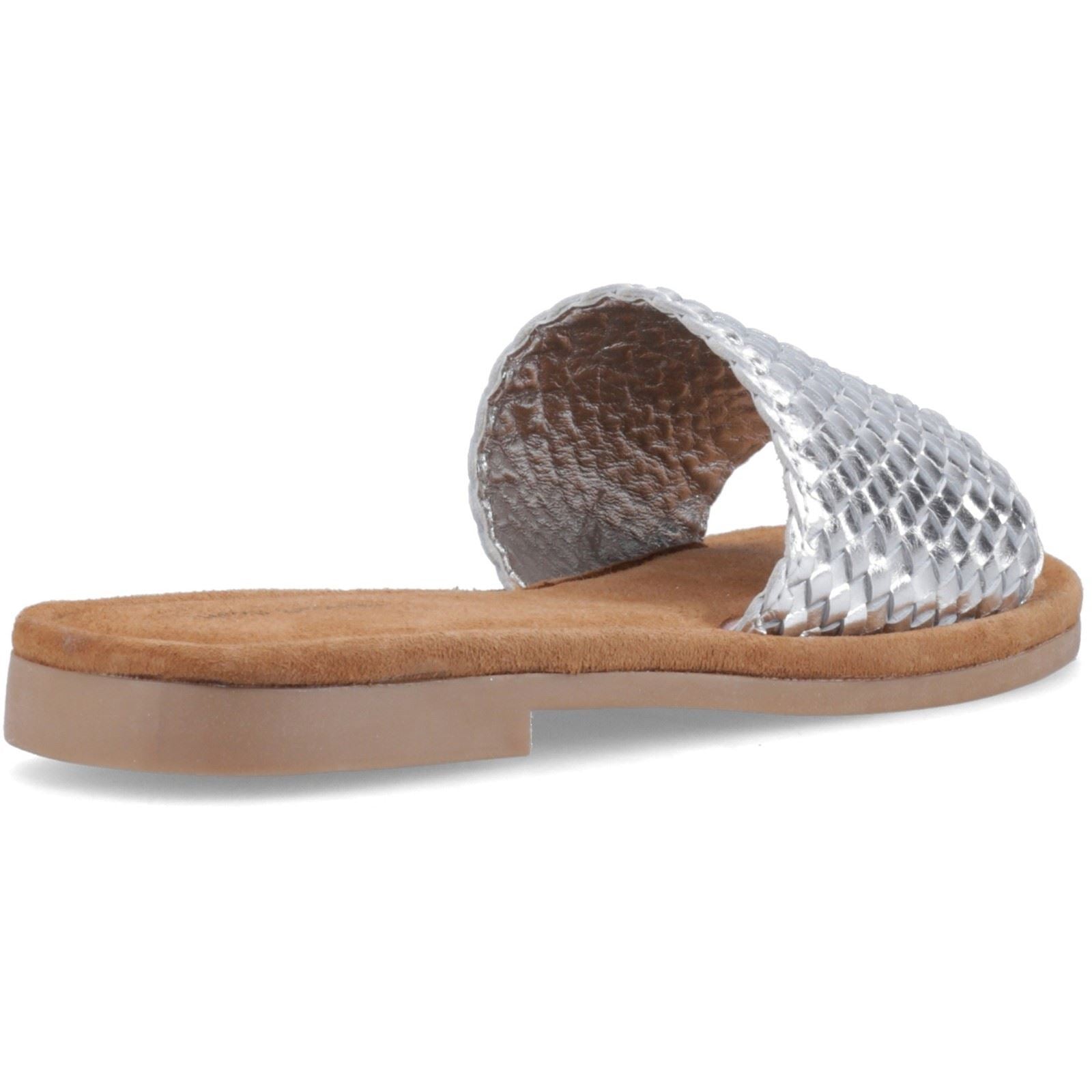 Hush Puppies Hetty Slide Sandales En Cuir Pour Femmes Argentées