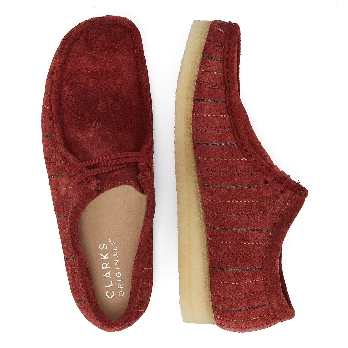 Clarks Originals Chaussures À Lacets Pour Hommes En Cuir Bordeaux Originals Wallabee.