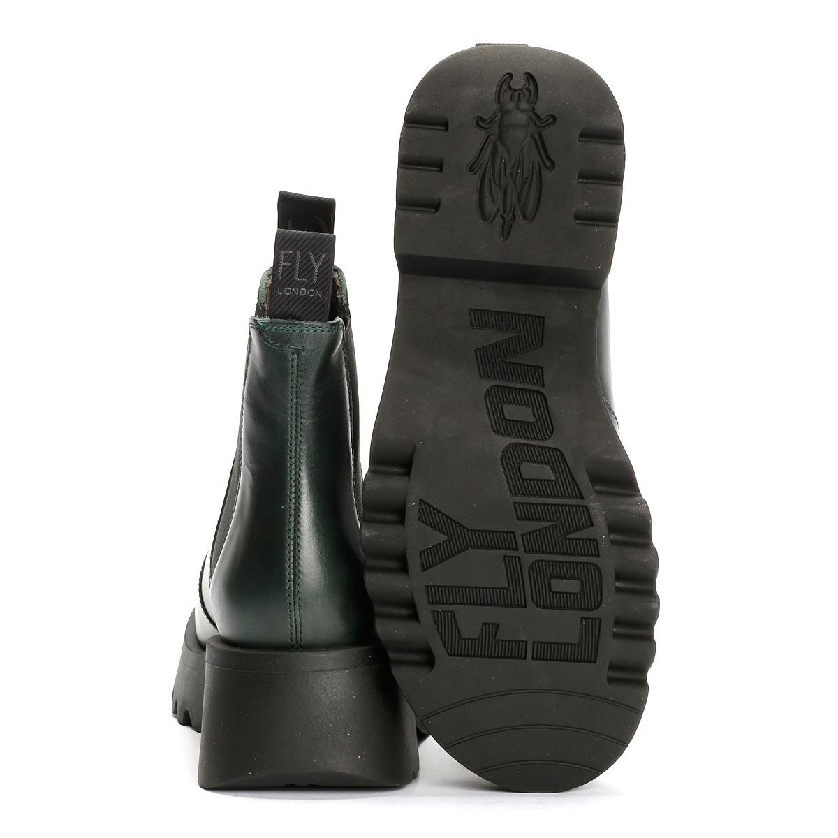 Fly London Medi Bottes En Cuir Vertes Pour Femmes