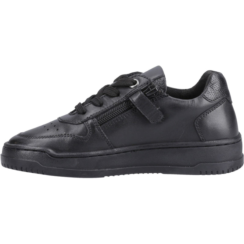 Hush Puppies Dougie Baskets Noires En Cuir Pour Garçons