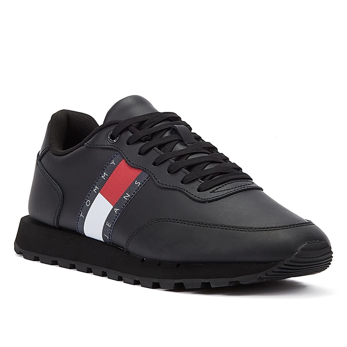 Tommy Hilfiger Tommy Jeans Leather Runner Hommes Noir Trainer