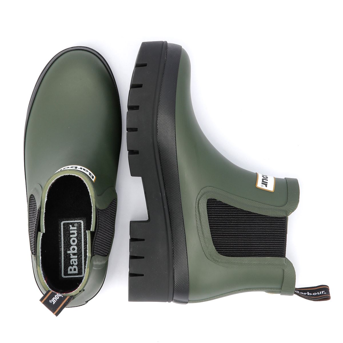 Barbour Halton Bottes En Caoutchouc Vertes Pour Femmes