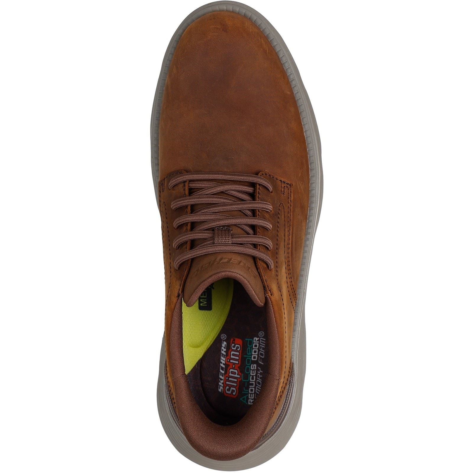 Skechers Garza Duran Chaussures À Lacets Pour Hommes En Cuir Marron Foncé