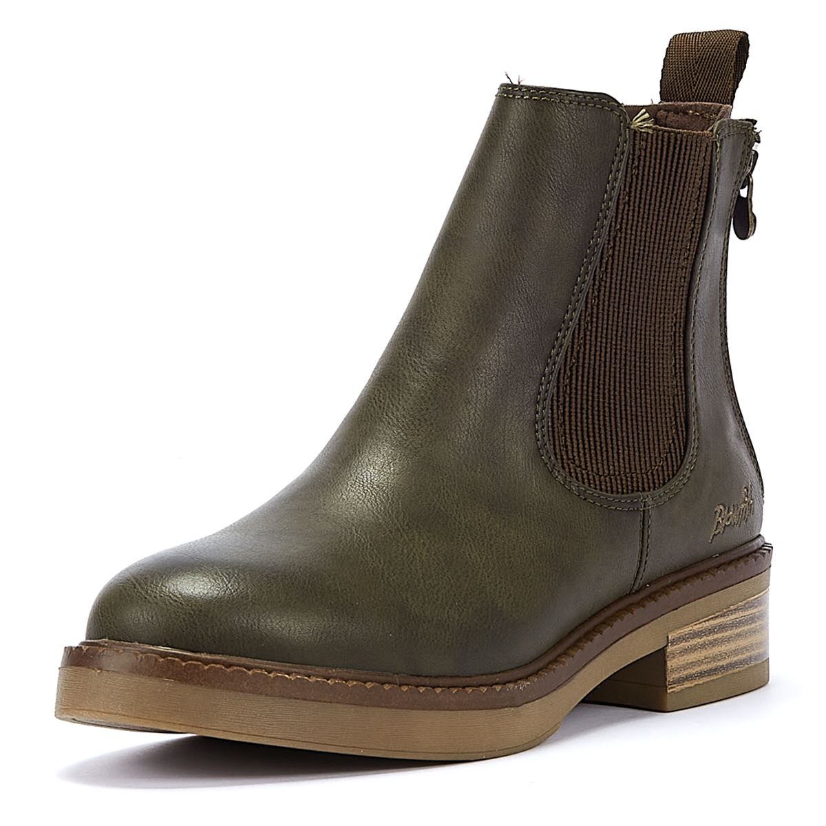 Blowfish Malibu Vedder Bottes En Simili Cuir Olive Pour Femme