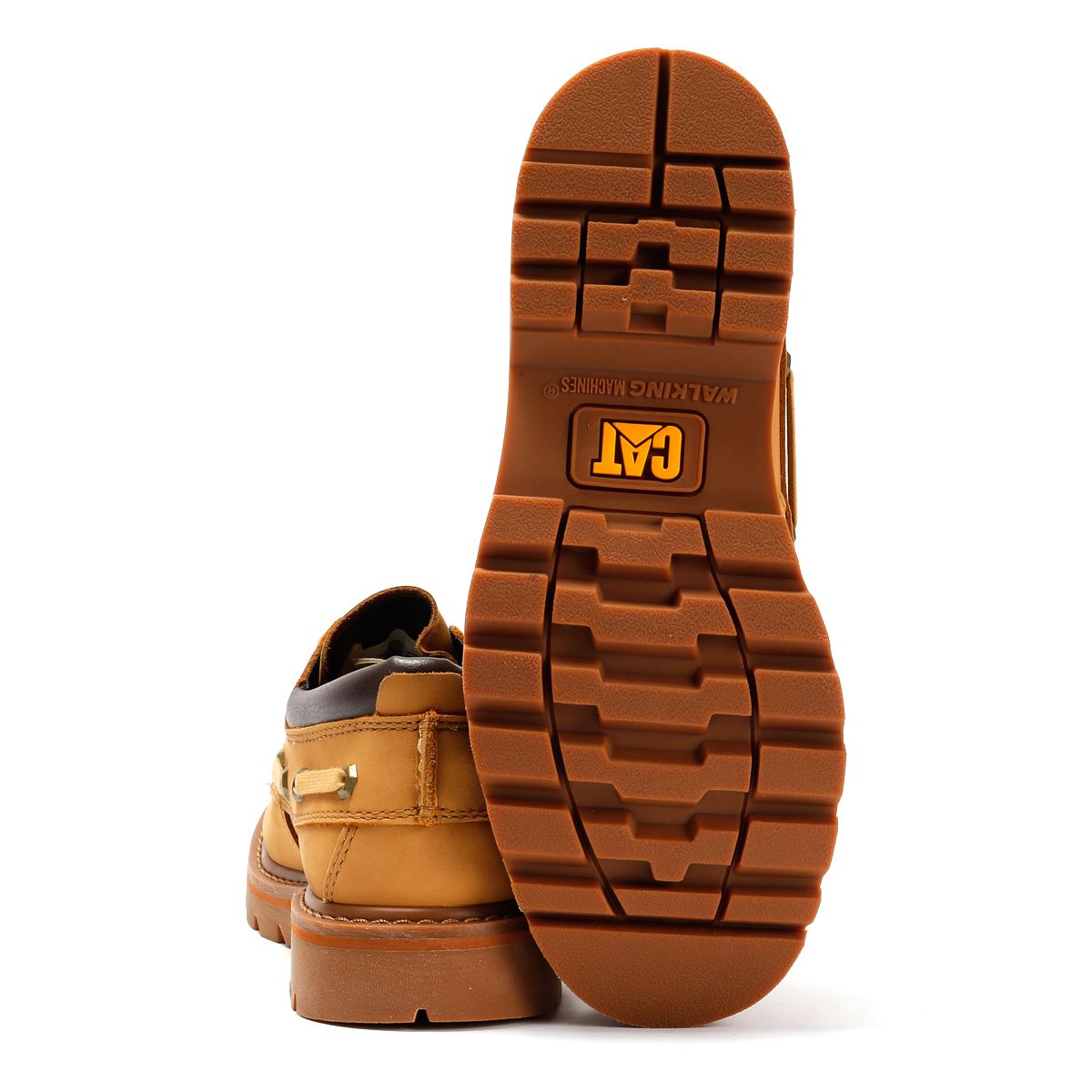 Caterpillar Colorado Boat Lo Chaussures En Cuir Pour Hommes Jaunes À Lacets