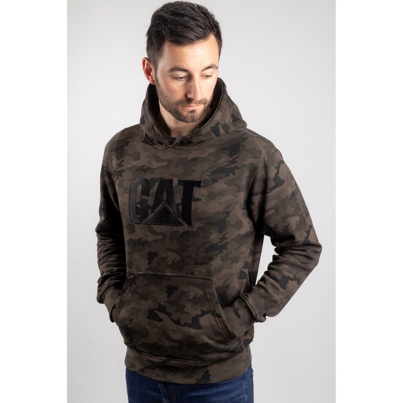 Caterpillar Trademark Sweat À Capuche Vert En Coton Pour Homme