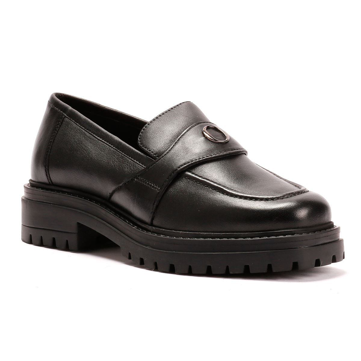 Osprey London The Greenwich Mocassins En Cuir Pour Femmes Noirs