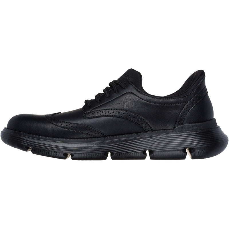 Skechers Garza Sully Chaussures En Cuir Noir À Lacets Pour Hommes
