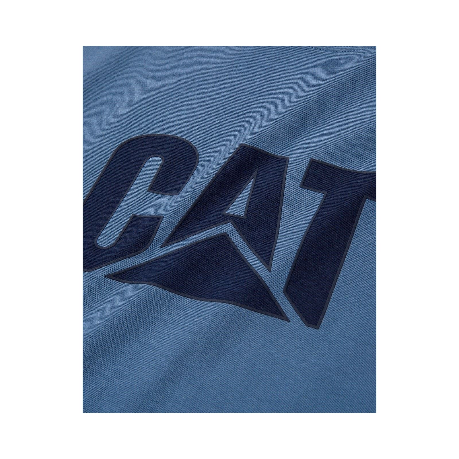 Caterpillar Trademark Logo T-Shirts Pour Hommes En Coton Bleu À Manches Courtes