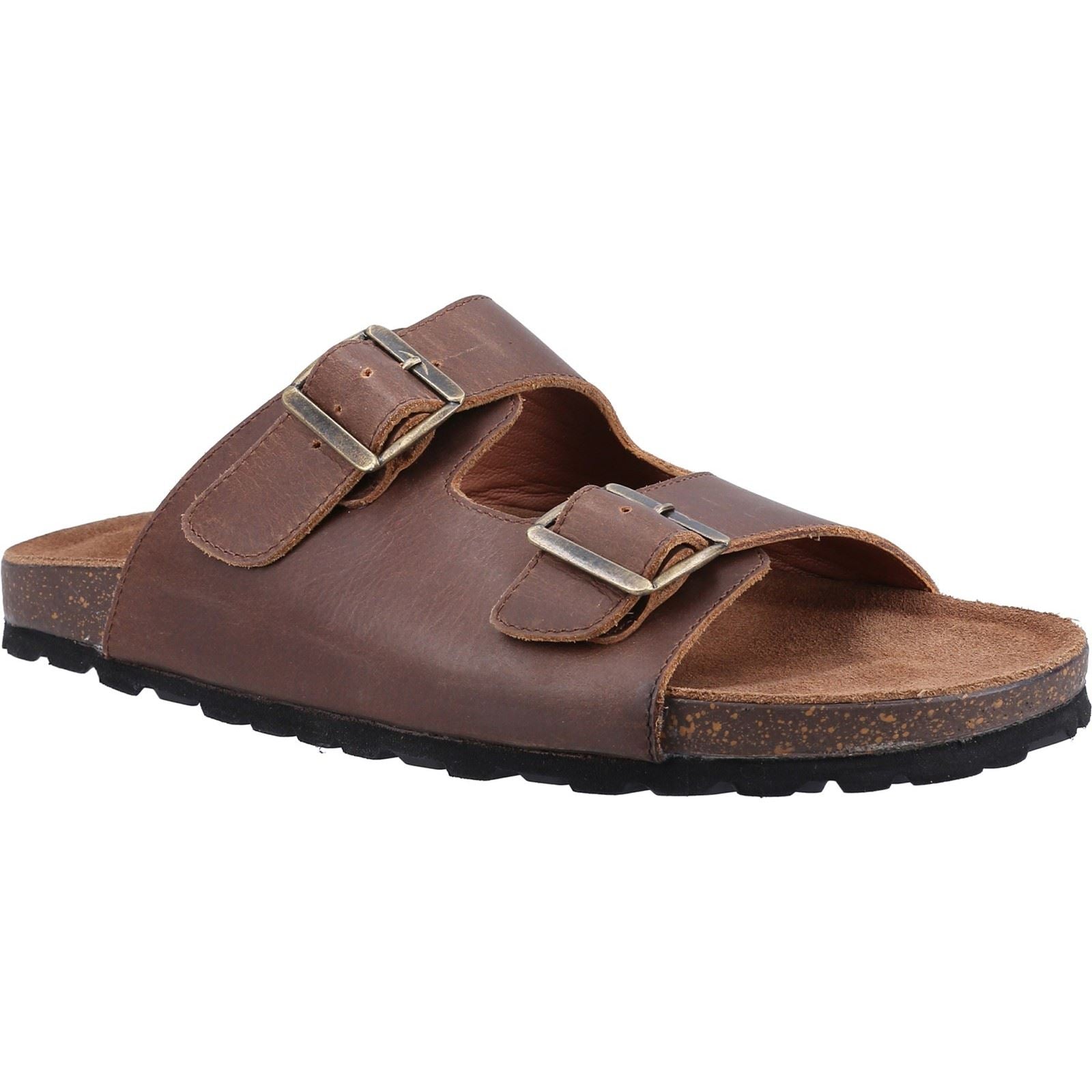 Hush Puppies Nash Slider Sandales Homme En Cuir Marron