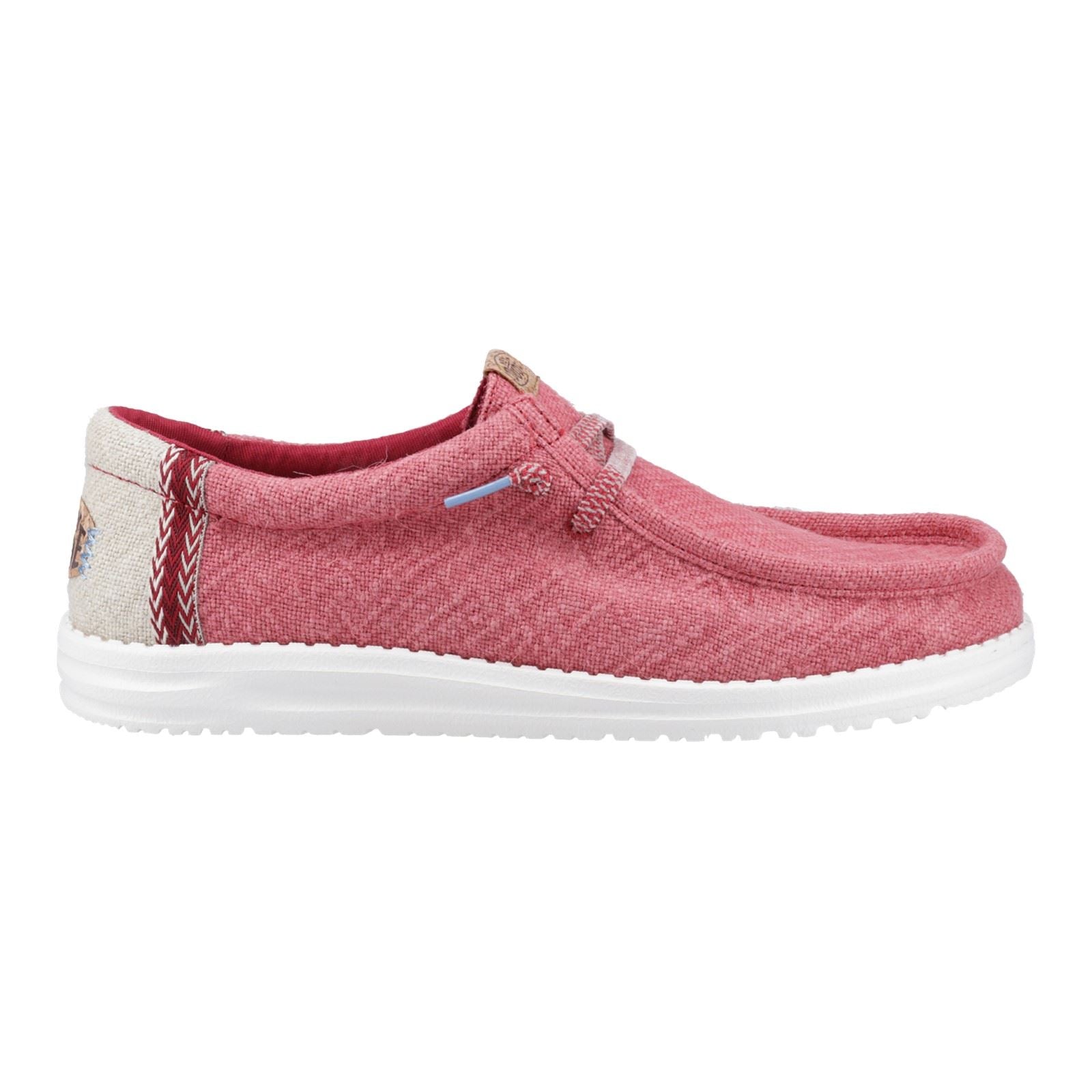 HEYDUDE Wally Jute Chaussures Mocassins En Toile Pour Homme Rouge Foncé /Argenté Birch