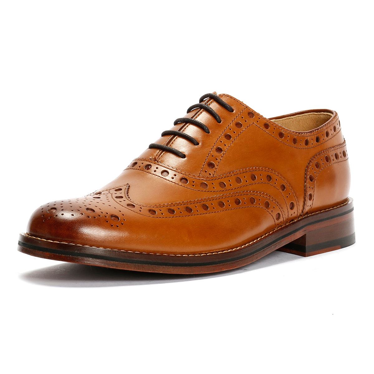 Chapman & Moore Oxford Brogue Chaussures En Cuir Pour Hommes Brunes À Lacets