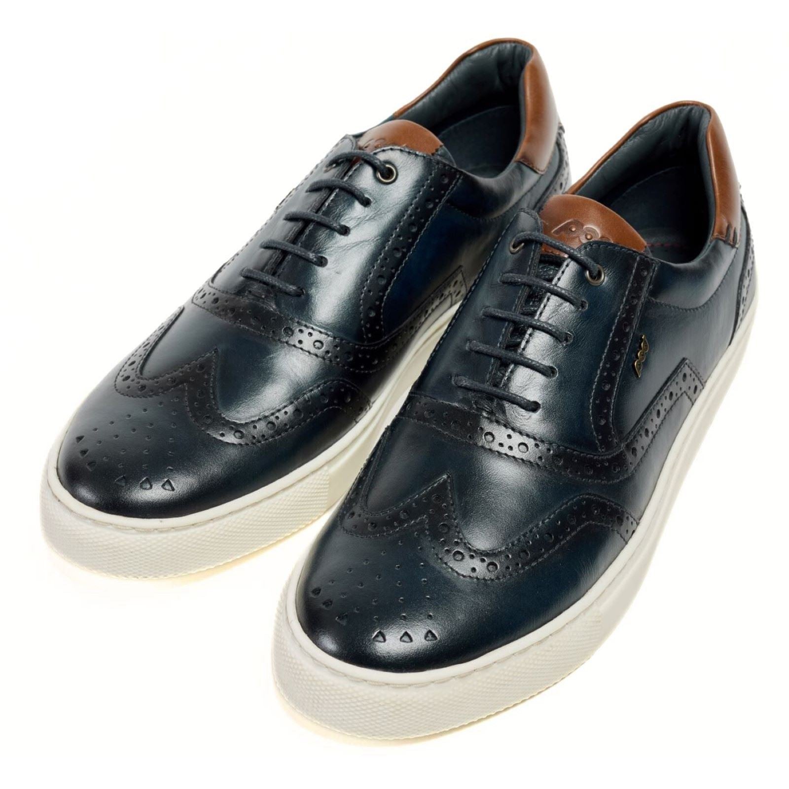 Pod Dobbs Chaussures Richelieu En Cuir Bleu Marine Pour Hommes