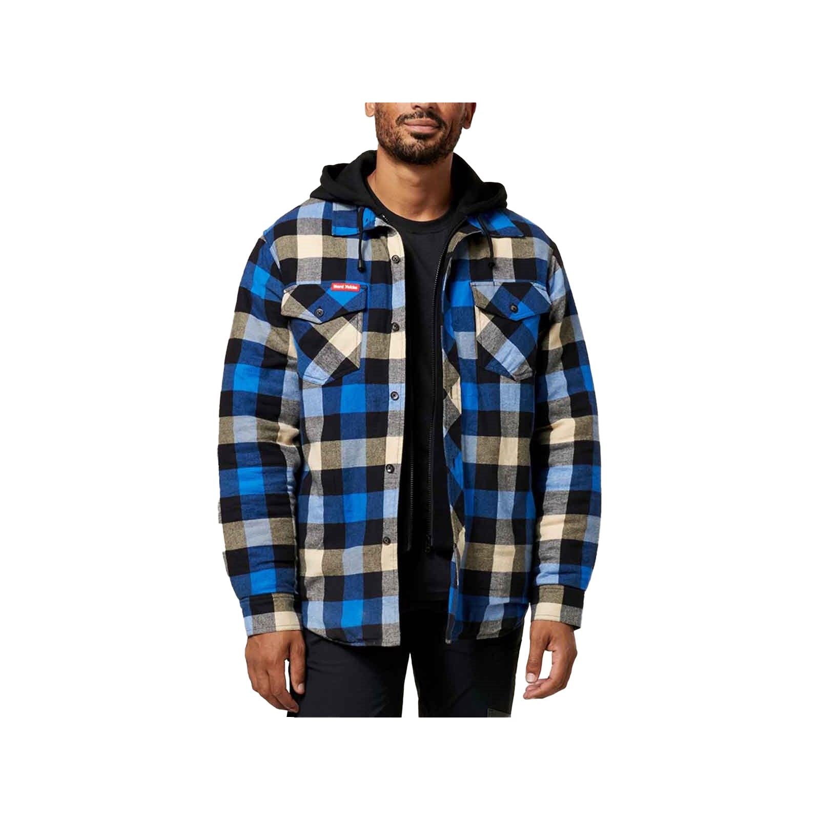 Hard Yakka Quilted Flannel Shacket Veste Chemise Bleue Pour Homme