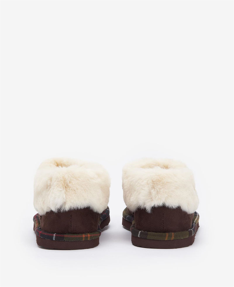 Barbour Eloise Chaussons Marron En Suédine Pour Femme