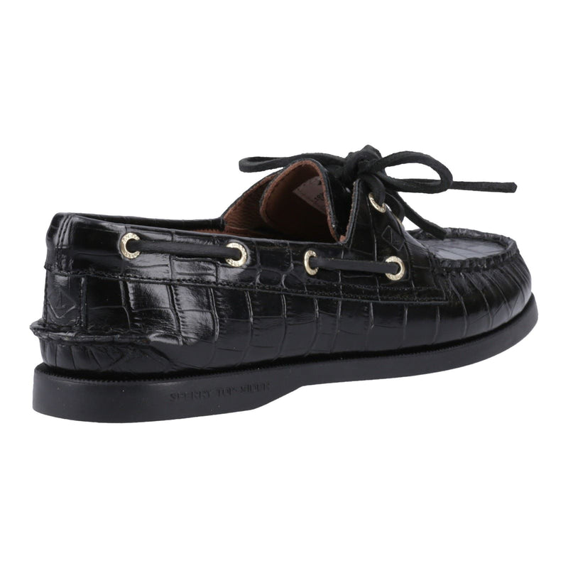 Sperry Authentic 2 Eye Chaussures Bateau Noires En Cuir Pour Femme