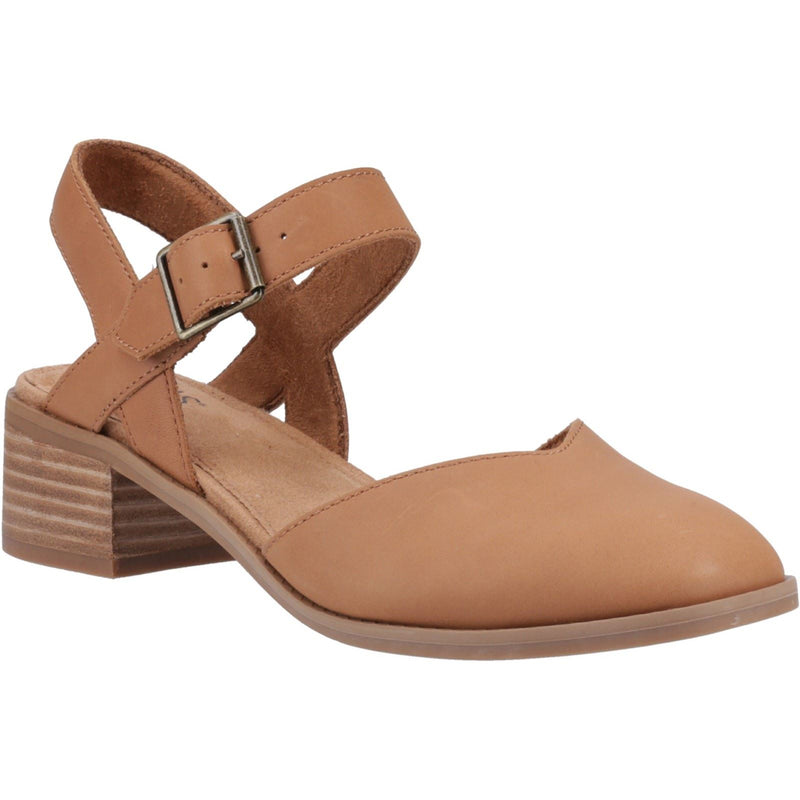 TOMS Jaclyn Chaussures Slingback Rondes Pour Femmes En Cuir Brun Sugar