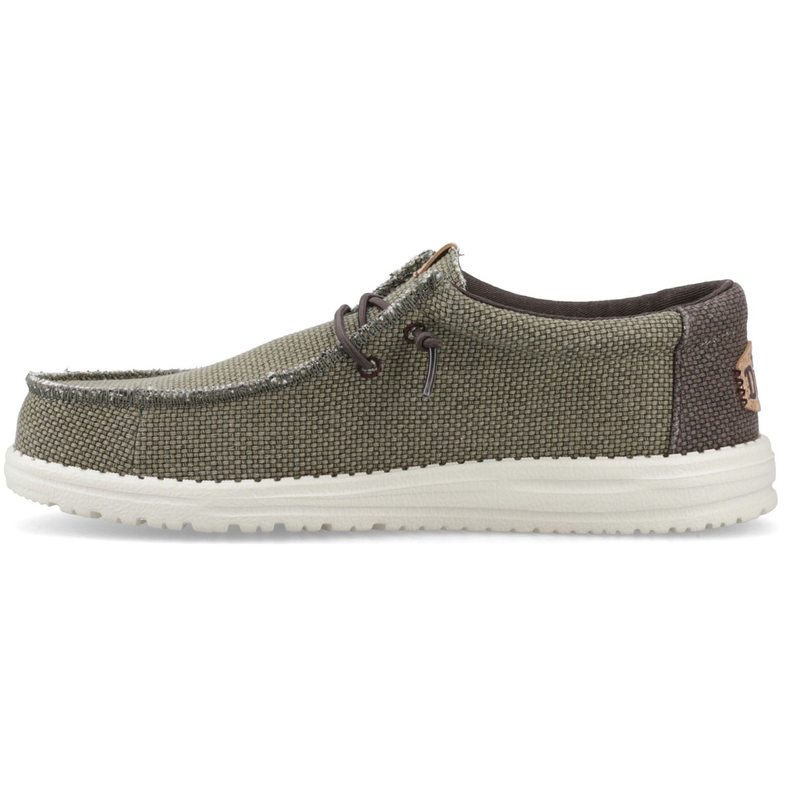 HEYDUDE Wally Braided Mocassins Pour Hommes En Olive Brûlé/Brun Delicioso