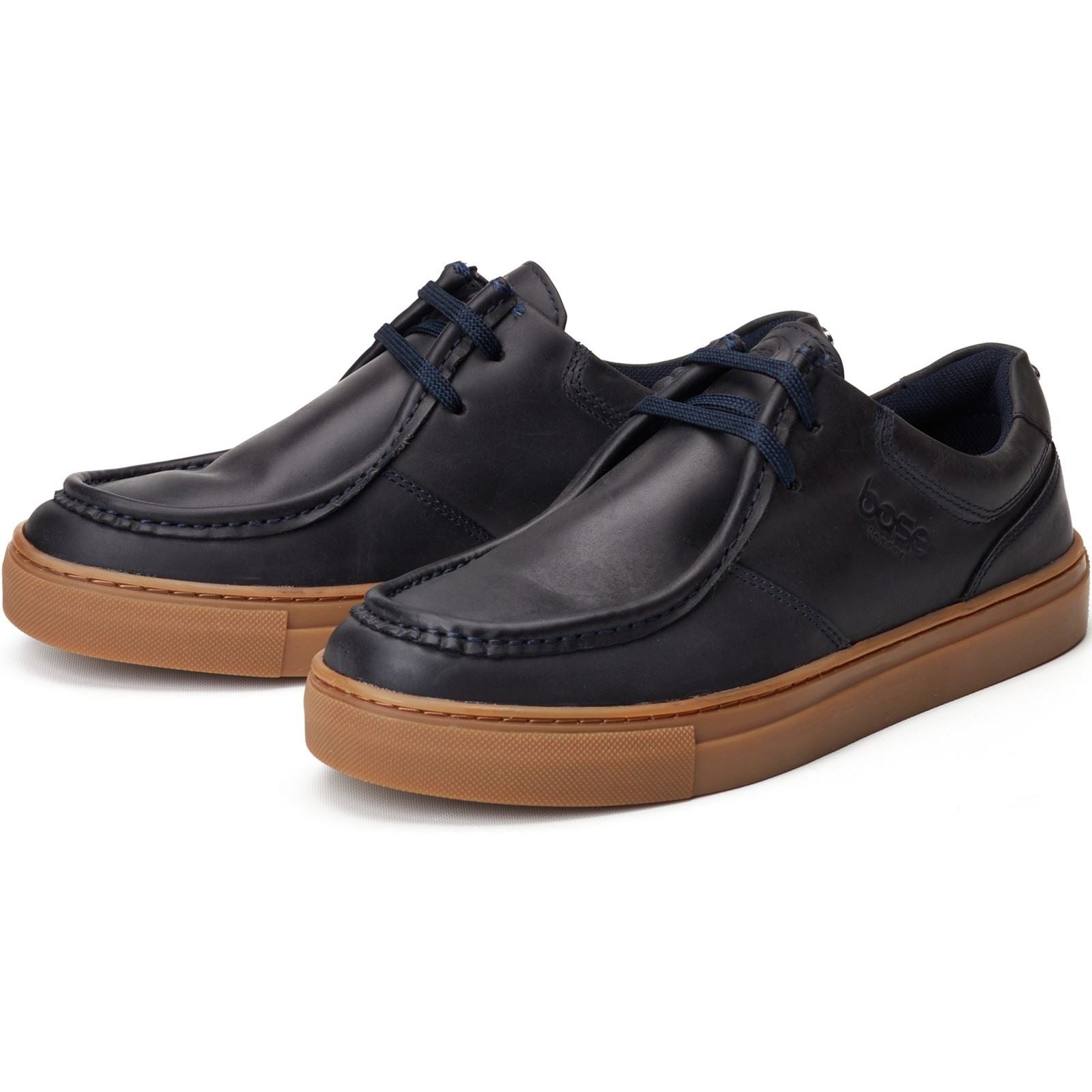 Base London Dalston Chaussures En Cuir Pour Hommes Mocassins Navy