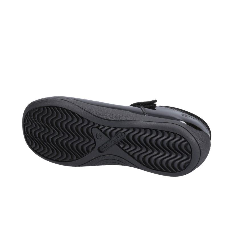 Hush Puppies Christina Patent Senior Chaussures Noires Pour Filles En Cuir