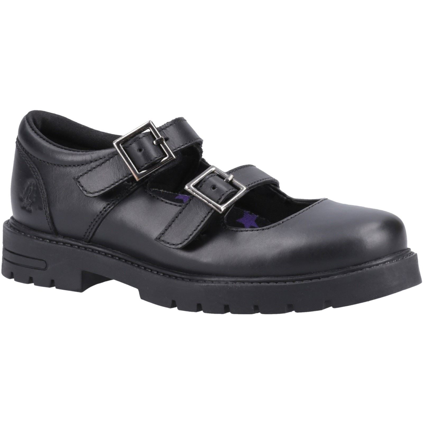 Hush Puppies Ella Junior Chaussures Noires Pour Filles En Cuir