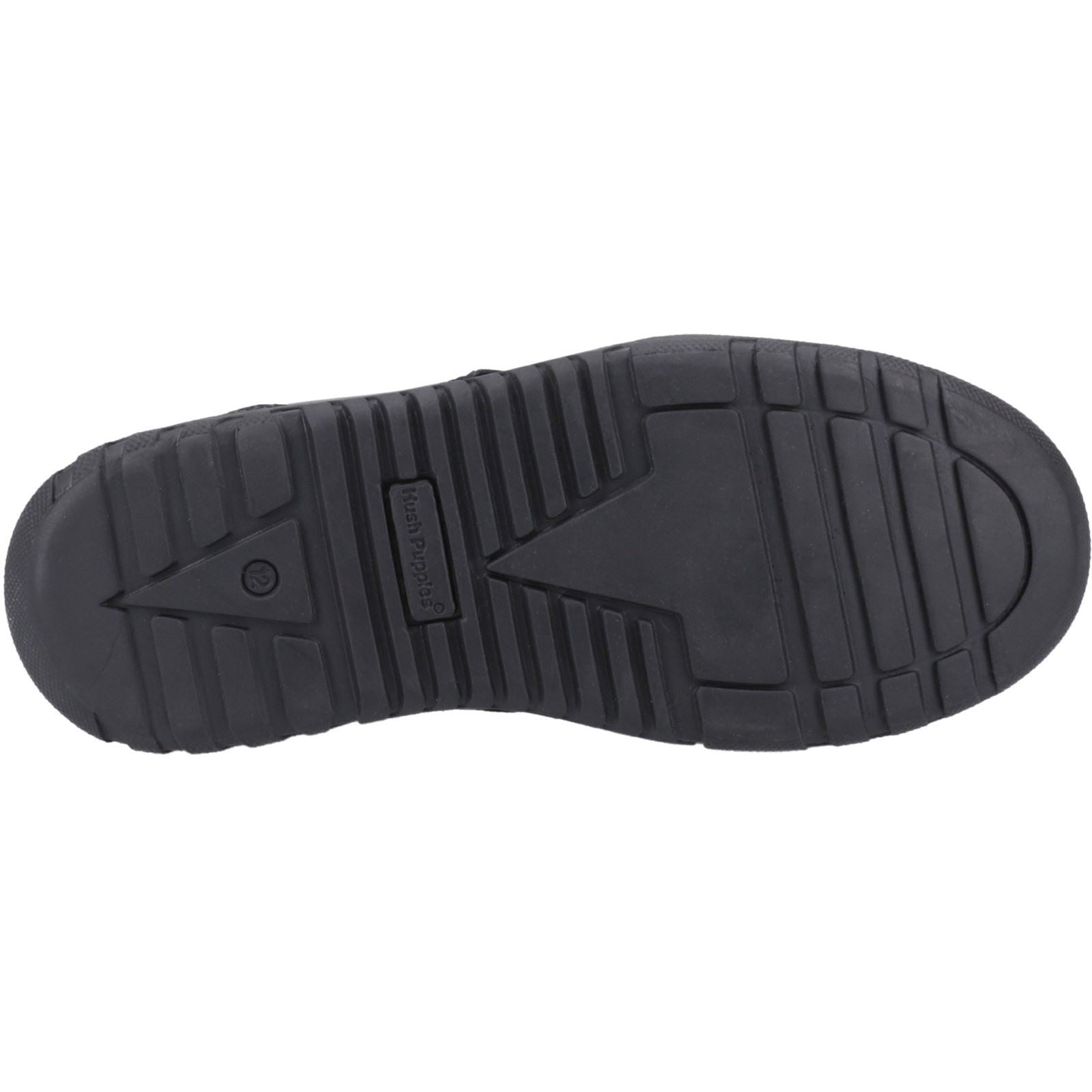 Hush Puppies Steven Senior Chaussures Noires Pour Garçons En Cuir À Lacets