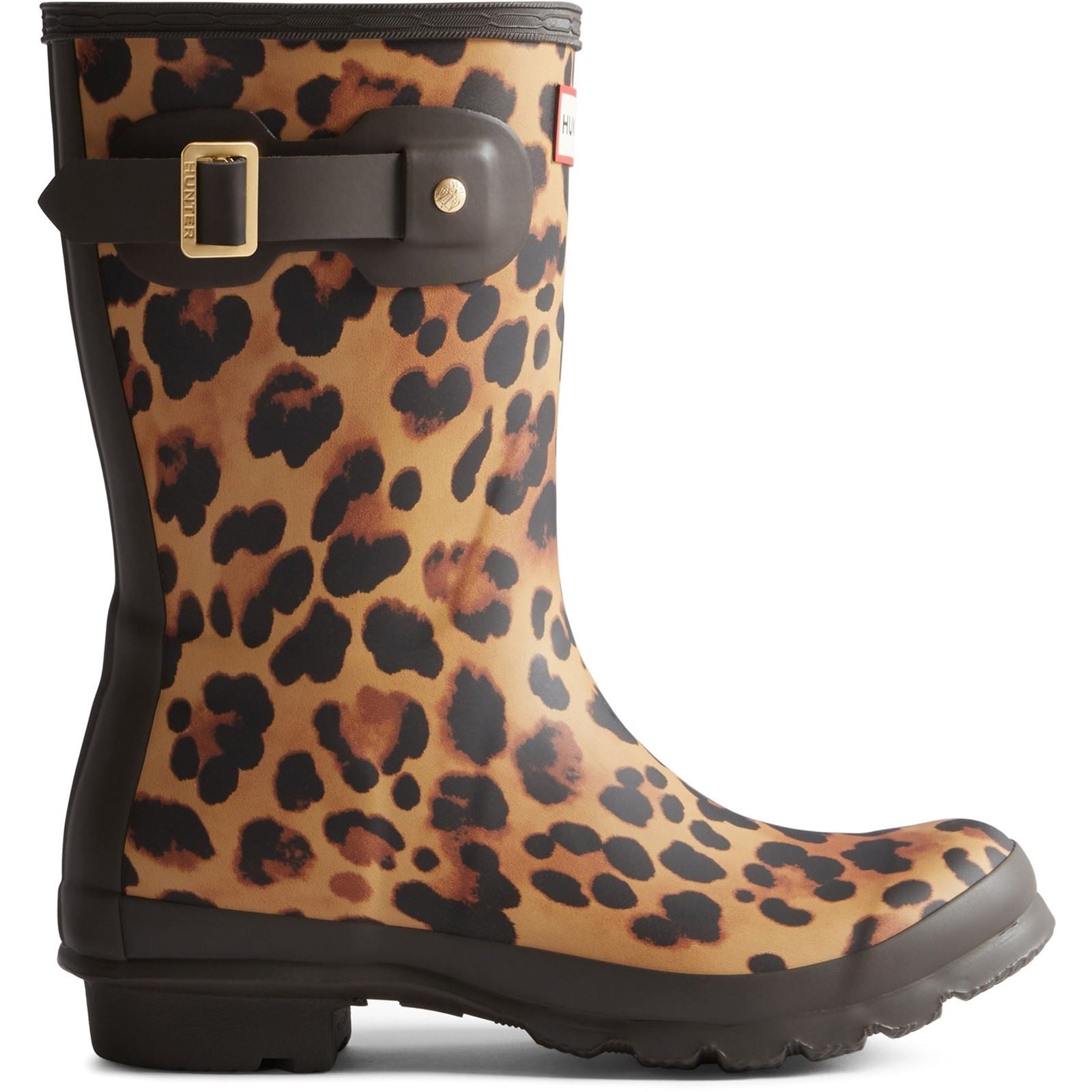 Hunter Original Short Leopard Boot Bottes En Caoutchouc Pour Femmes Imprimé Léopard/Marron Chocolat